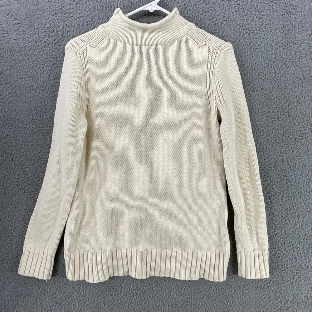 J.Crew Sweater Womens S Cream Excellent Mock Neck Cotton Ribbed Knit 6323 - Picture 4 of 7